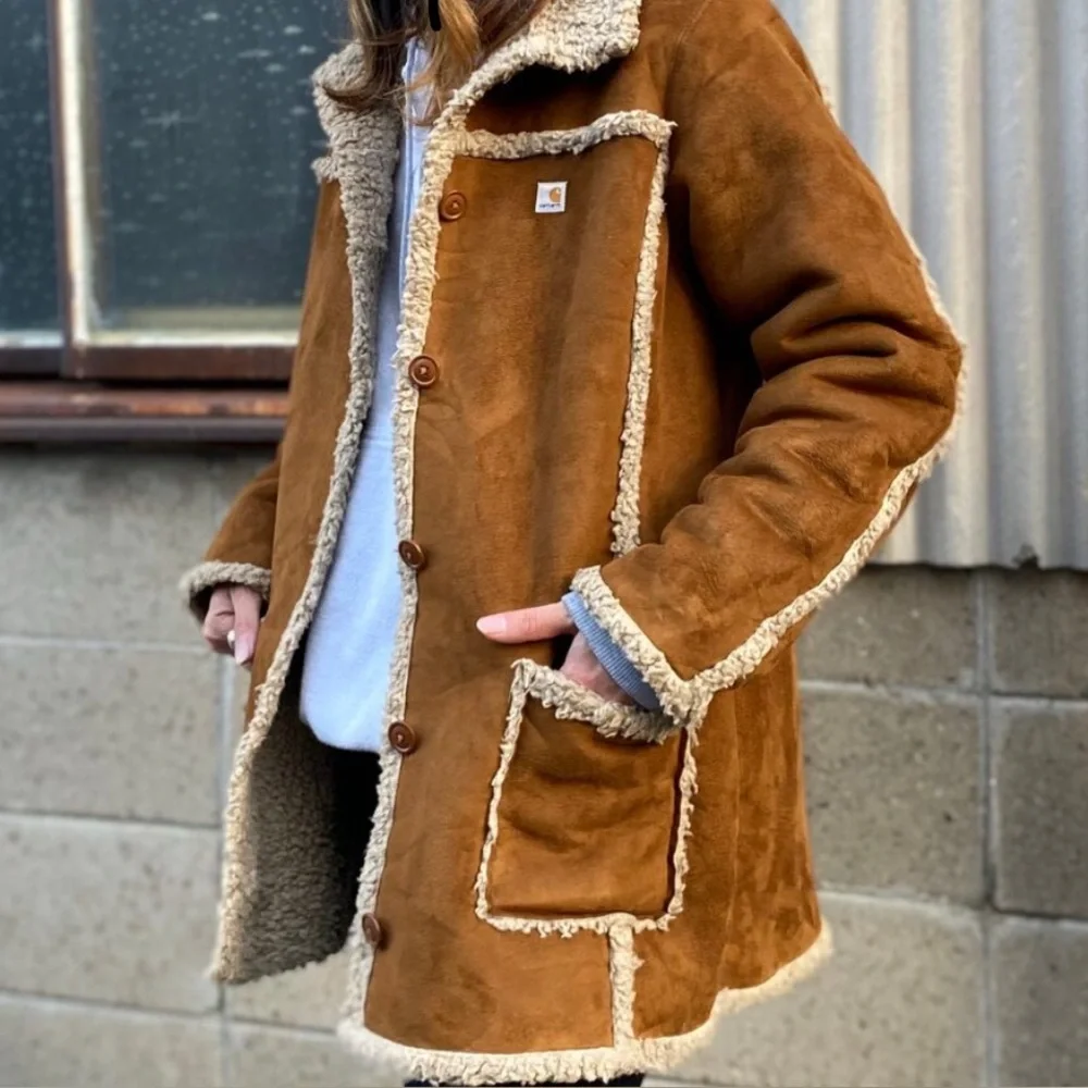 Carhartt Brown Teddy Jacket with Cream Accents - Picture 2 of 10